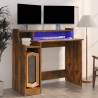 Desk with LED Lights Smoked Oak 97x45x90 cm Engineered Wood Colour smoked oak 