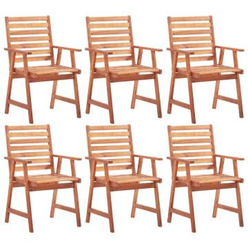 Outdoor Dining Chairs Set - 6 Pcs Solid Acacia Wood