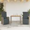 3 Piece Bistro Set with Cushions - Grey Poly Rattan