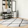 Shaggy Rug PAMPLONA High Pile Modern Cream and Black Ø 200 cm Colour cream and black Size Ø 200 cm 