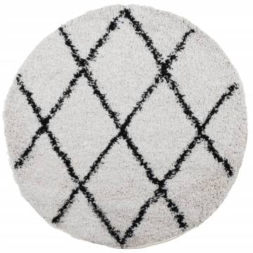 Shaggy Rug PAMPLONA - Cream & Black Ø 200 cm | Hipomarket