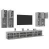 7 Piece TV Wall Cabinet Set with LED Lights Concrete Grey Colour concrete grey Quantity in Package 1 