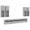 7 Piece TV Wall Cabinet Set with LED Lights - Concrete Grey