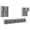 7 Piece TV Wall Cabinet Set with LED Lights - Concrete Grey