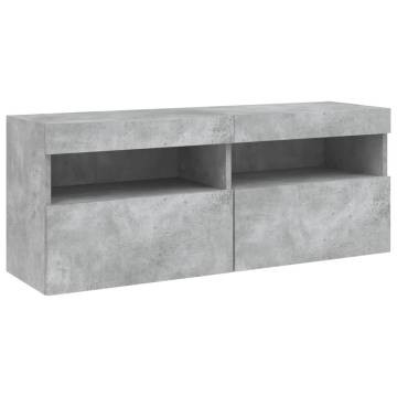 7 Piece TV Wall Cabinet Set with LED Lights - Concrete Grey