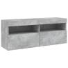 7 Piece TV Wall Cabinet Set with LED Lights - Concrete Grey