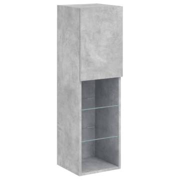 7 Piece TV Wall Cabinet Set with LED Lights - Concrete Grey