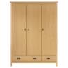 3-Door Wardrobe Hill - Solid Pine Wood | HipoMarket