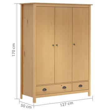 3-Door Wardrobe Hill - Solid Pine Wood | HipoMarket