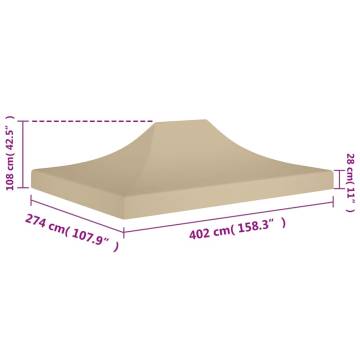 Party Tent Roof 4x3 m Beige - Durable & Weather-Resistant