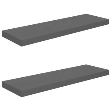 Floating Wall Shelves - High Gloss Grey | 2 pcs | Hipomarket