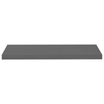 Floating Wall Shelves - High Gloss Grey | 2 pcs | Hipomarket