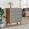 OLDEN Grey & Brown Solid Wood Pine Drawer Cabinet | HipoMarket