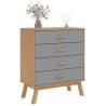 OLDEN Grey & Brown Solid Wood Pine Drawer Cabinet | HipoMarket