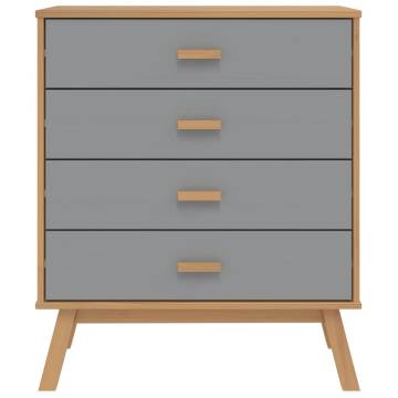 OLDEN Grey & Brown Solid Wood Pine Drawer Cabinet | HipoMarket