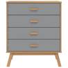 OLDEN Grey & Brown Solid Wood Pine Drawer Cabinet | HipoMarket