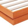 LED Bed Frame Wax Brown 160x200 cm | Solid Pine Wood