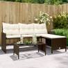 Garden Sofa with Table and Cushions L-Shaped Brown Poly Rattan Colour brown Quantity in Package 1 Material glass 