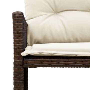 L-Shaped Garden Sofa with Table & Cushions - Brown Poly Rattan