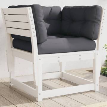 Garden Sofa Armrest with Cushions - White Solid Pine Wood