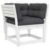 Garden Sofa Armrest with Cushions - White Solid Pine Wood