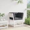 Garden Sofa Armrest with Cushions - White Solid Pine Wood