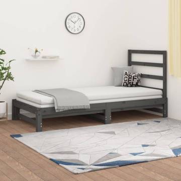 Pull-out Day Bed Grey - Solid Pine Wood | Hipomarket UK