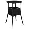 Stylish Black Garden Table Ø60x75 cm - Poly Rattan & Glass