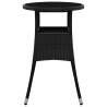 Stylish Black Garden Table Ø60x75 cm - Poly Rattan & Glass