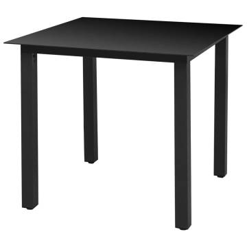 Garden Table Black 80x80 cm - Durable Aluminium & Glass