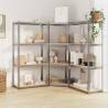 4-Layer Shelves - 3 pcs Silver Steel & Engineered Wood