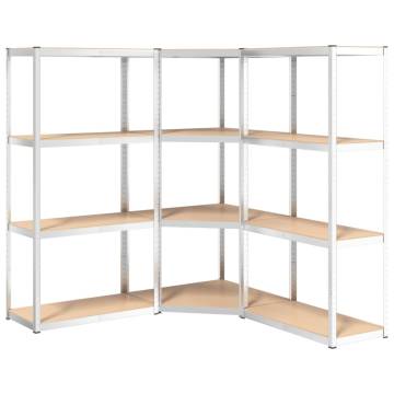 4-Layer Shelves - 3 pcs Silver Steel & Engineered Wood