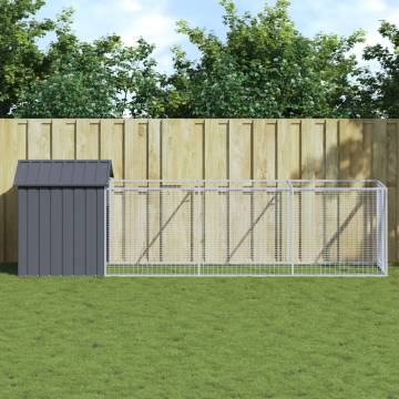 Durable Anthracite Dog House with Extended Run - 117x405 cm