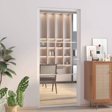 Modern White Interior Door 93x201.5 cm with ESG Glass & Aluminium