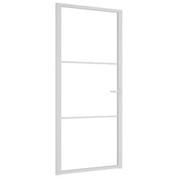 Modern White Interior Door 93x201.5 cm with ESG Glass & Aluminium