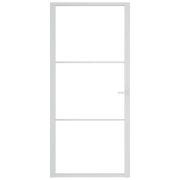 Modern White Interior Door 93x201.5 cm with ESG Glass & Aluminium