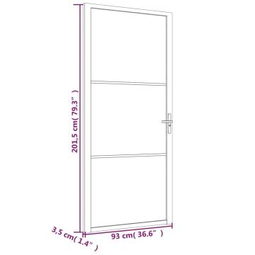 Modern White Interior Door 93x201.5 cm with ESG Glass & Aluminium