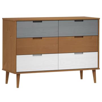 MOLDE Brown Drawer Cabinet - Solid Pine Wood | HipoMarket UK