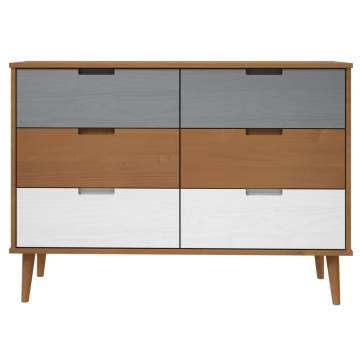 MOLDE Brown Drawer Cabinet - Solid Pine Wood | HipoMarket UK