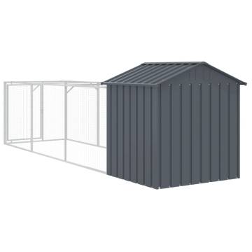 Durable Anthracite Dog House with Extended Run - 117x405 cm