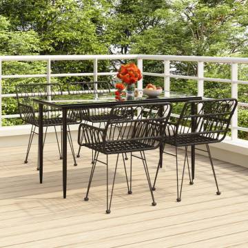 5 Piece Garden Dining Set - Black Poly Rattan