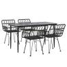 5 Piece Garden Dining Set - Black Poly Rattan