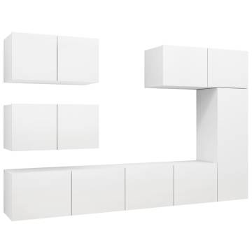 6 Piece White Engineered Wood TV Cabinet Set | Hipomarket UK