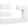 6 Piece White Engineered Wood TV Cabinet Set | Hipomarket UK