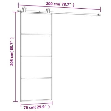 Stylish Sliding Door with Hardware Set - 76x205 cm ESG Glass