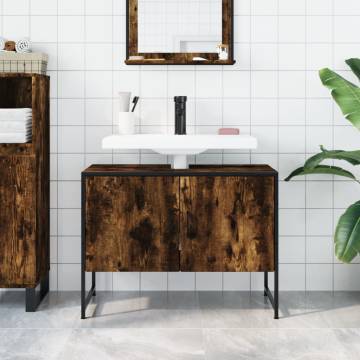 Bathroom Sink Cabinet Smoked Oak | 80x33x60 cm | Durable Design