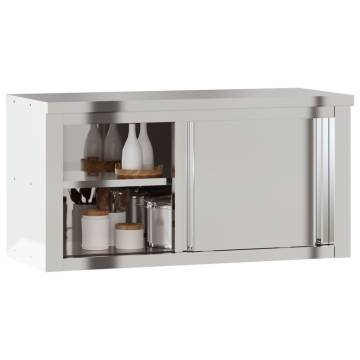 Stainless Steel Kitchen Wall Cabinet with Sliding Doors