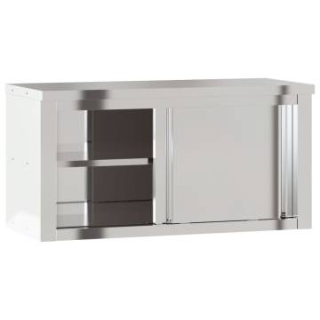 Stainless Steel Kitchen Wall Cabinet with Sliding Doors