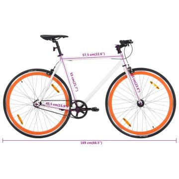 Fixed Gear Bike White & Orange 700c - 55cm | HipoMarket