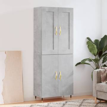 Stylish Highboard Concrete Grey - 69.5x34x180 cm - Hipomarket